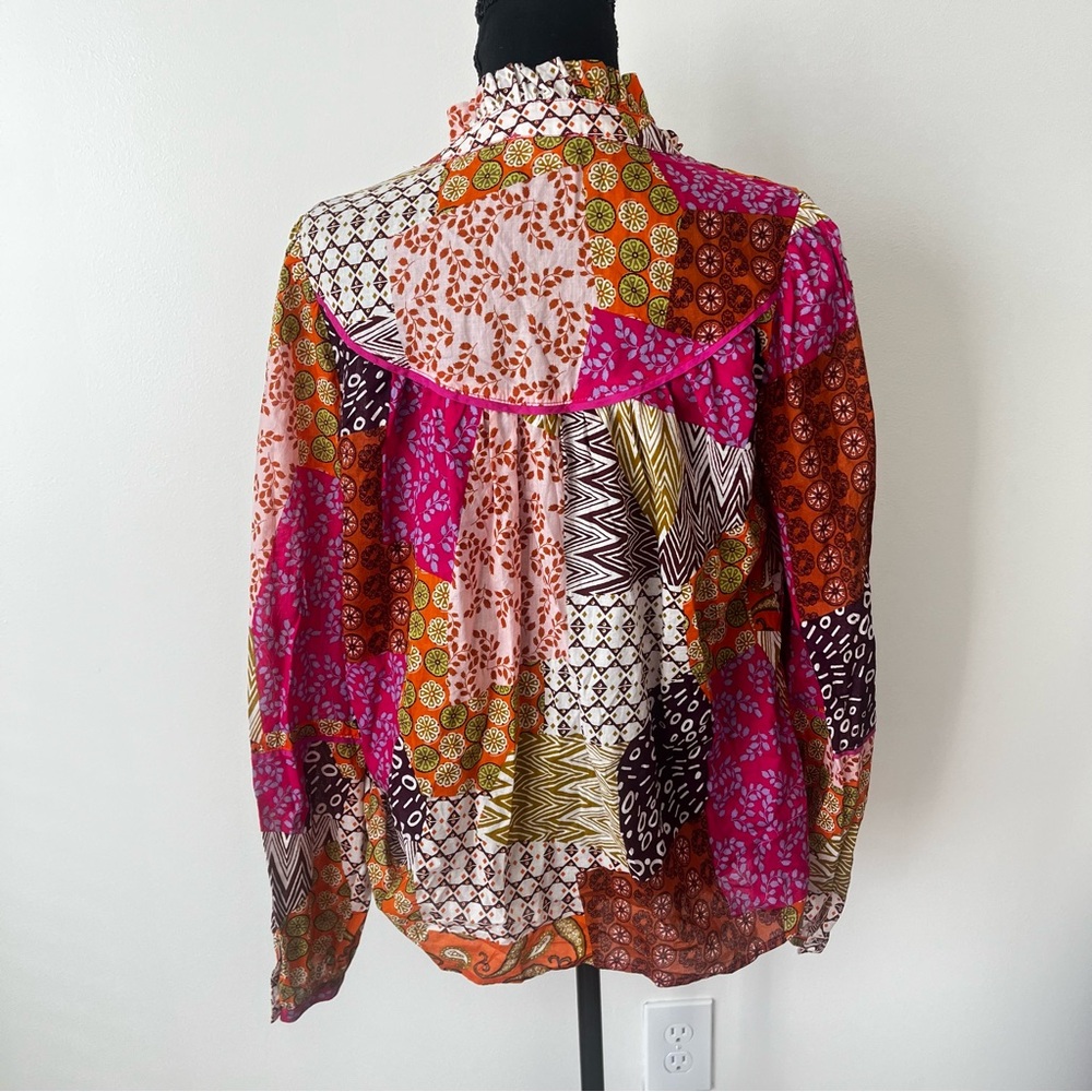 Fate Fuchsia Pink Patchwork Blouse Sz Medium Boho Bold - Picture 5 of 7